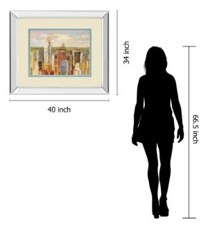 34 in. x 40 in. “Cityscape Il” By Longo Mirror Framed Print Wall Art
