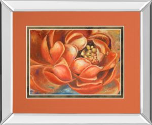 34 in. x 40 in. “Red Lotus I ” By Patricia Pinto Mirror Framed Print Wall Art