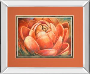 34 in. x 40 in. “Red Lotus Il” By Patricia Pinto Mirror Framed Print Wall Art
