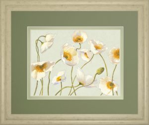 34 in. x 40 in. “White Bright Poppies” By Novak Framed Print Wall Art