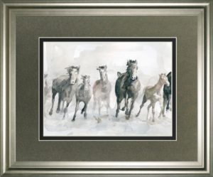 34 in. x 40 in. “Running Wild” By Carol Robinson Framed Watercolor Print Wall Art