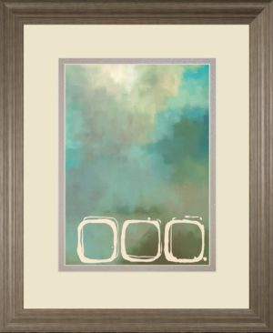 34 in. x 40 in. “Retro In Aqua And Khaki Il” By Laurie Maitland Framed Print Wall Art