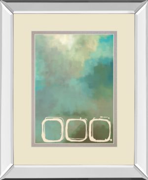34 in. x 40 in. “Retro In Aqua And Khaki Il” By Laurie Maitland Mirror Framed Print Wall Art