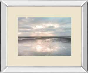 34 in. x 40 in. “Silver Sands” By Assaf Frank Mirror Framed Print Wall Art