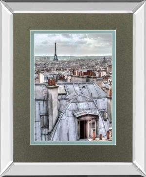 34 in. x 40 in. “Paris Rooftops” By Assaf Frank Mirror Framed Print Wall Art