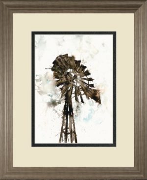 34 in. x 40 in. “Watercolor Windmill” By White Ladder Framed Print Wall Art