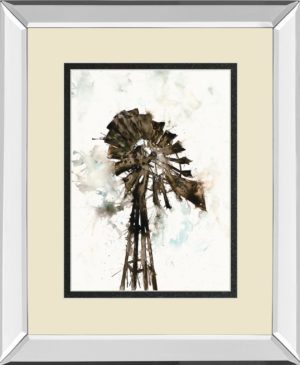 34 in. x 40 in. “Watercolor Windmill” By White Ladder Mirror Framed Print Wall Art