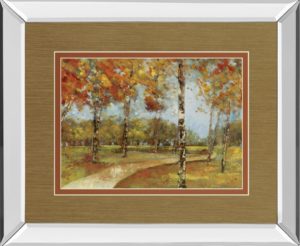 34 in. x 40 in. “Autumn Path” By Carmen Dolce Mirror Framed Print Wall Art
