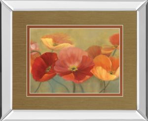 34 in. x 40 in. “Summer poppies” By Sandra Iafrate Mirror Framed Print Wall Art