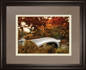 34 in. x 40 in. “Bow Bridge” By Tom Reeves Framed Print Wall Art