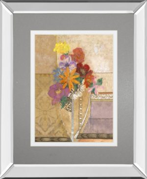 34 in. x 40 in. “Pansy” By Hollack Mirror Framed Print Wall Art