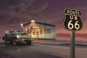 FRAMED SMALL – ROUTE 66 BY YELLOW CAFE