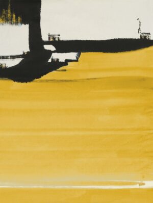 YELLOW ABSTRACT VERTICAL II BY URBAN PEARL COLLECTION, LLC