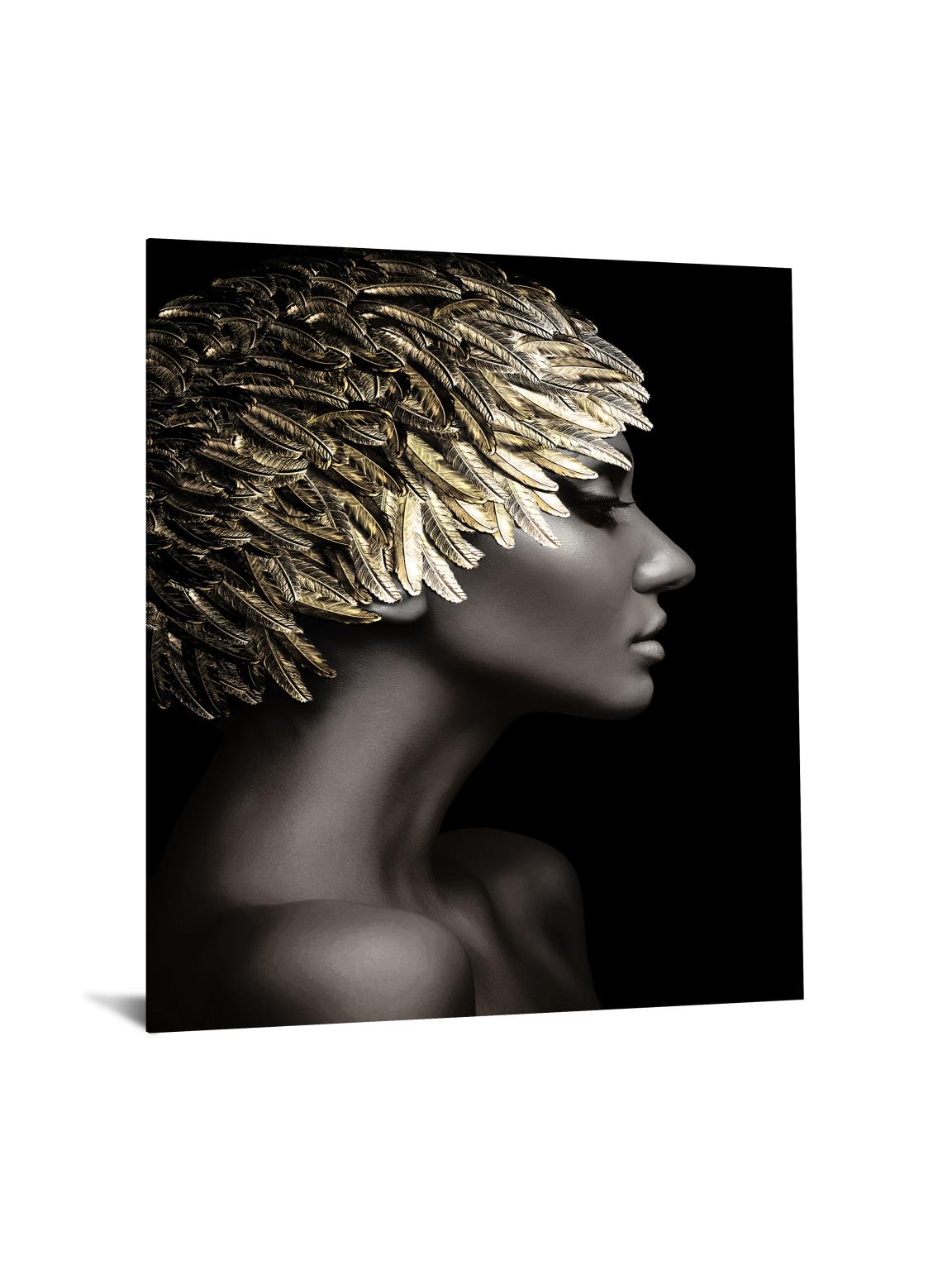 Temp Glass w/Foil - Woman Gold Leaves - Classy Art