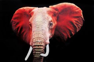 Temp Glass w/Foil & Rhinestones – Elephant Red