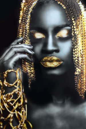 Temp Glass w/Foil & Rhinestones – Woman Gold Hair
