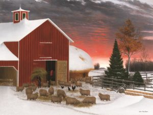 FRAMED SMALL – SNOWY FARM BY SEVEN TREES DESIGN