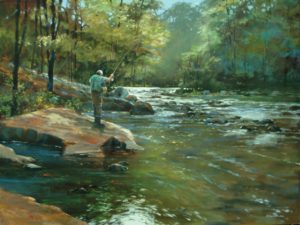 FRAMED SMALL – THE FLY FISHERMAN BY ROGER BANSEMER