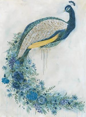 Floral Peacock by Hollihocks Art (FRAMED)