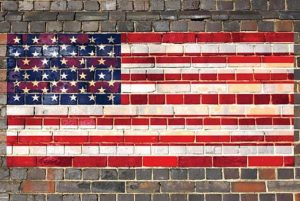 USA Flag on Brick 2 by JG Studios (FRAMED)