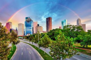 Tempered Glass w/ Foil – Rainbow over Houston